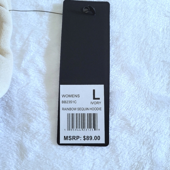 bebe Sport⛹️ Rainbow🌈 Sequin Logo Hoodie with Thumb👍 Holes - NWT - Picture 16 of 16